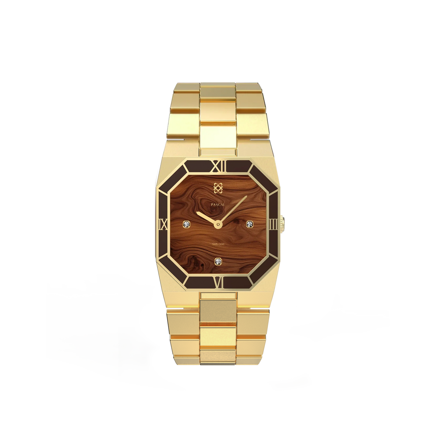 Octagonal Enamel Diamond Watch in Woodland Evening - PASCAL