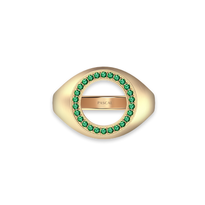 Disc Halo Gemstone Signet Ring