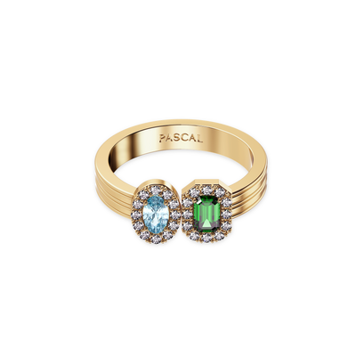 Coastal Oasis Double Gemstone Diamond Ring