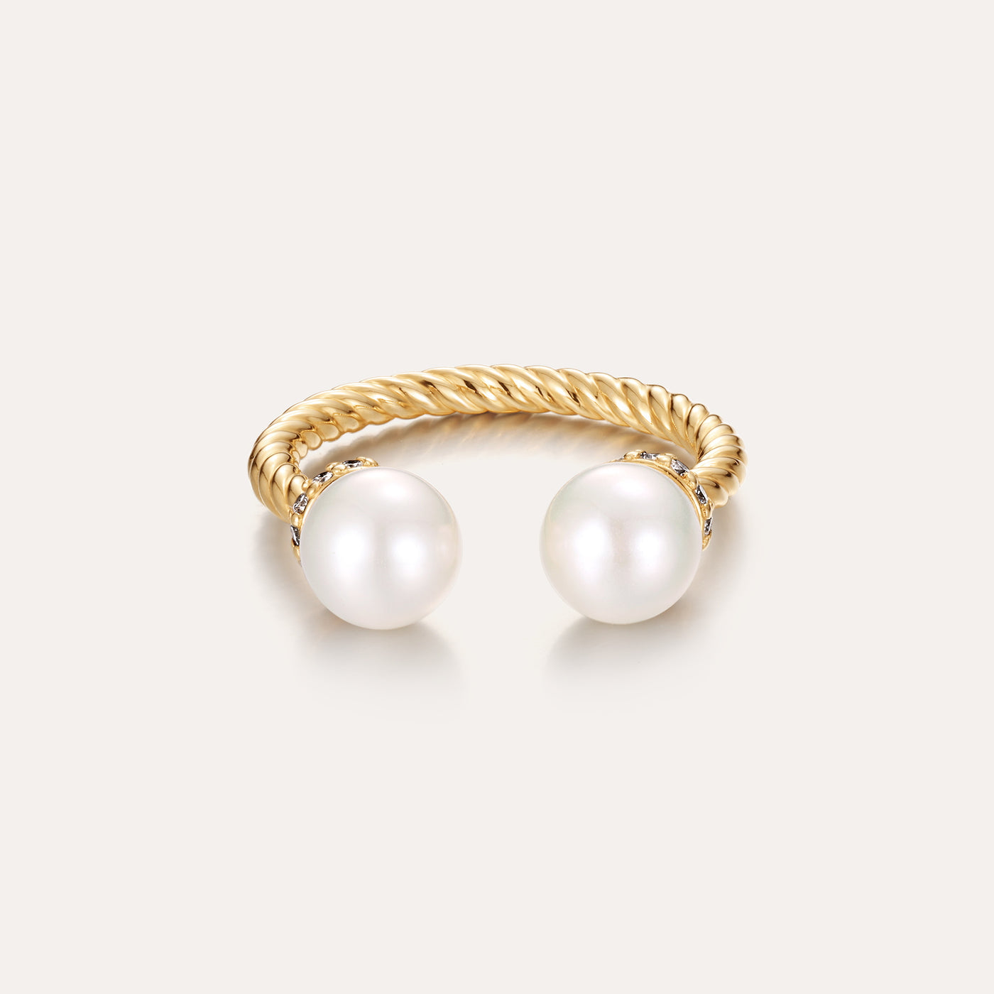 Twine Diamond Open Ring with Pearls