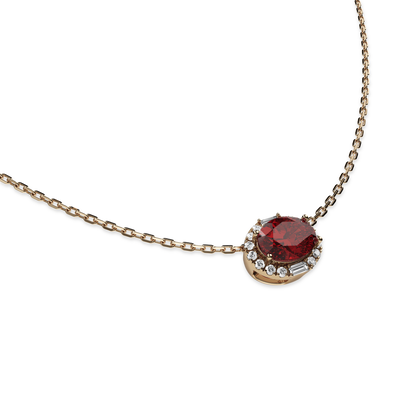 Classic Halo Oval Gemstone Diamond Collar