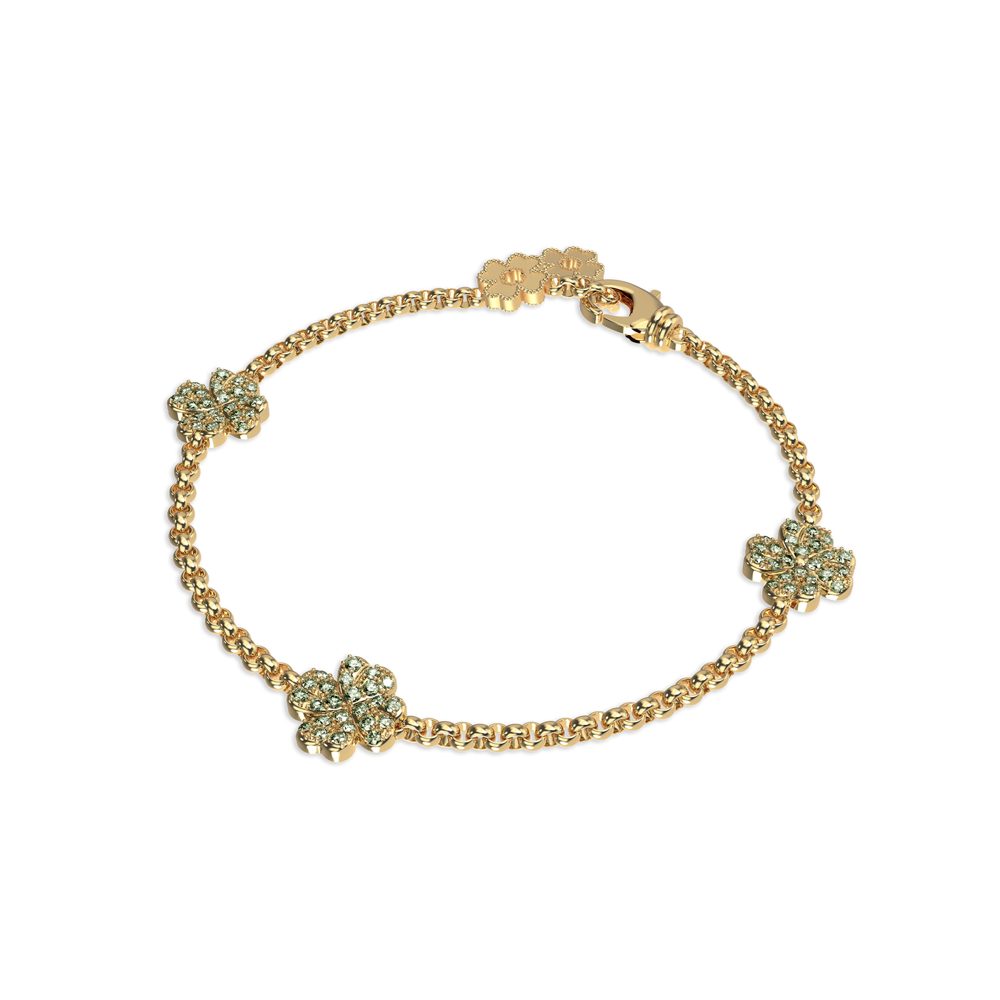 'Lucky Clover' Fancy Diamond Bracelet, 5 motifs