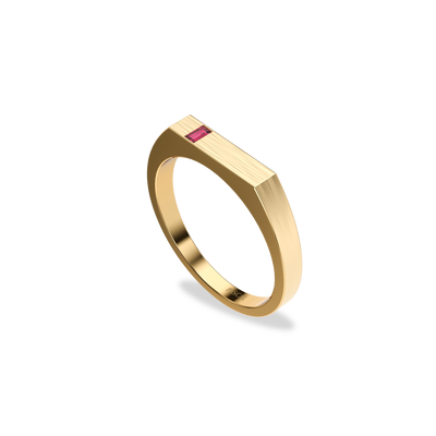 Thin Geo Baguette Cut Gemstone Signet Ring