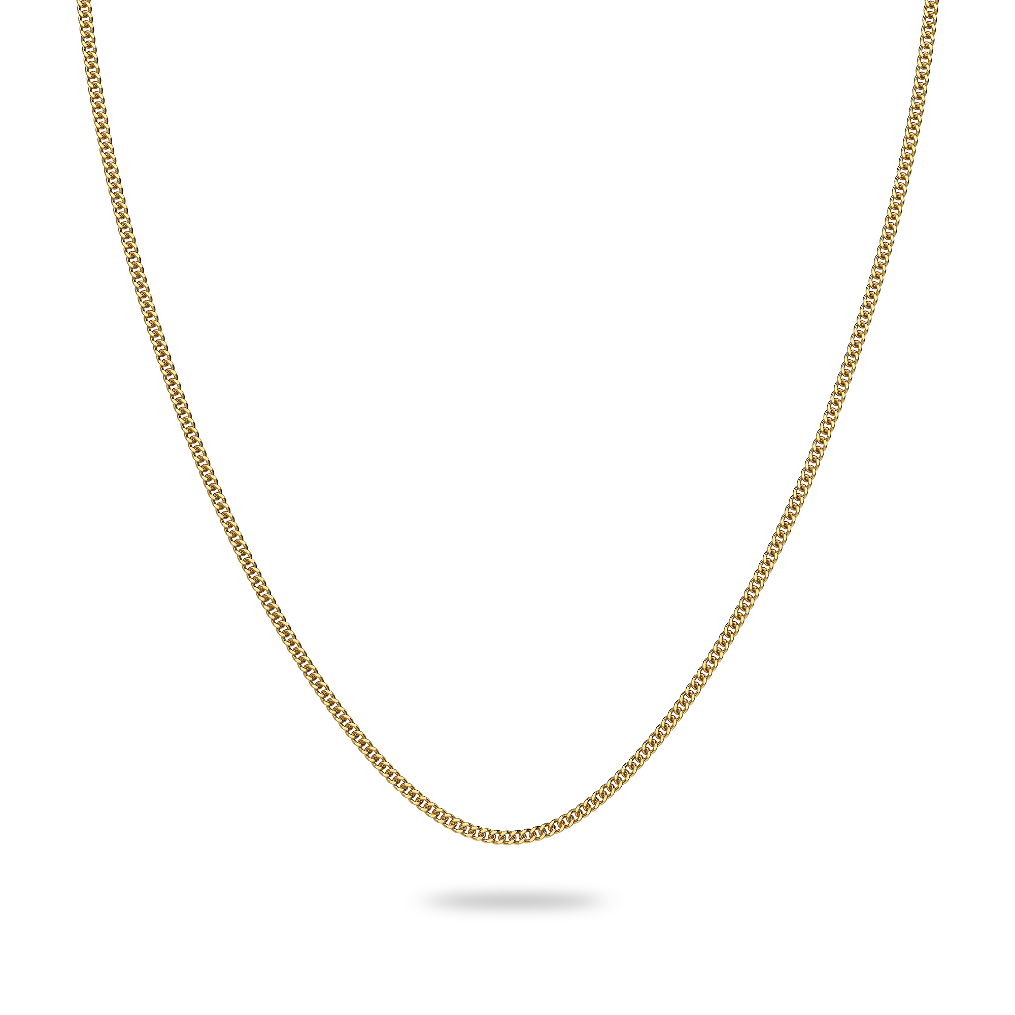 Diamond Cut Curb Chain, 2mm - PASCAL#color_18k-yellow-gold-vermeil