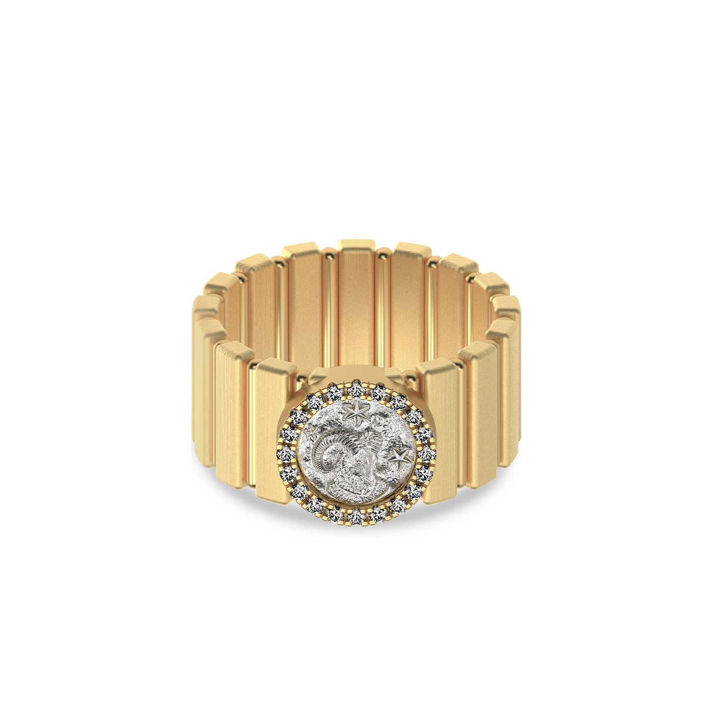 Abgeschrägter Pavé-Diamant-Bandring 