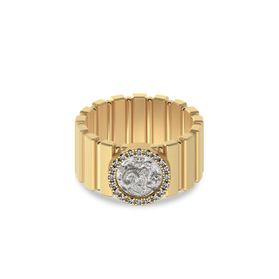 Abgeschrägter Pavé-Diamant-Bandring 