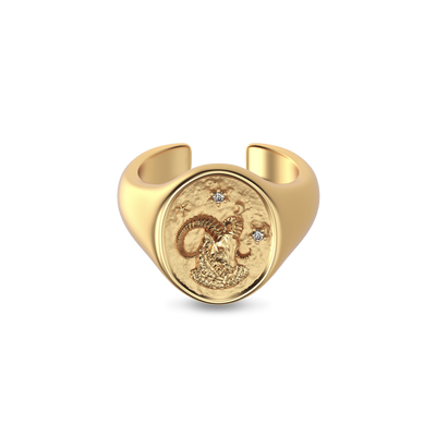 'Zodiac' Diamond Signet Ring, Aries