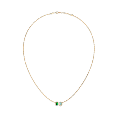 Halskette „Coastal Oasis“ mit zwei Edelsteinen und Diamanten 