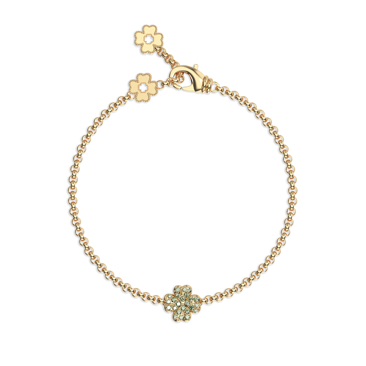 'Lucky Clover' Fancy Diamond Bracelet, 3 motifs