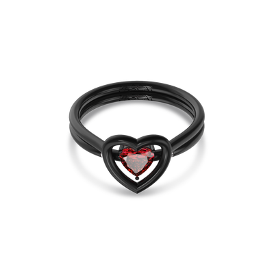 Conjunto de anillo de promesa de esmalte de corazón