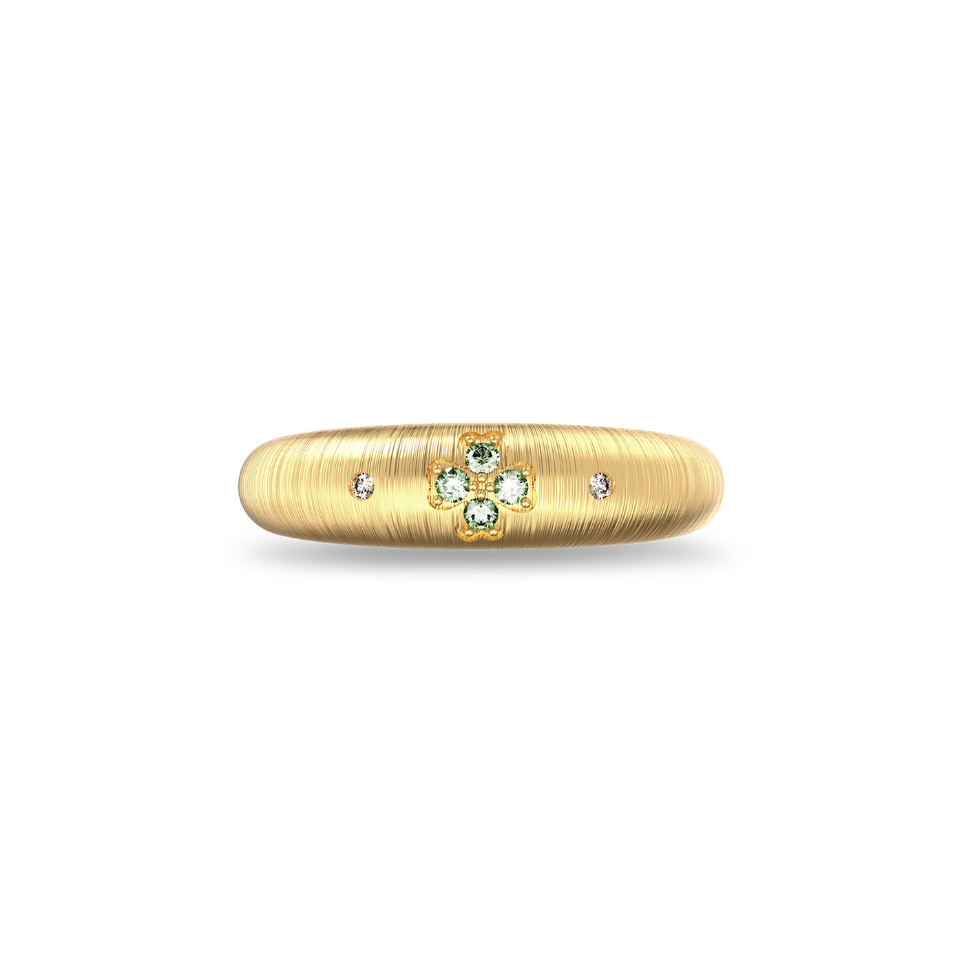 'Lucky Clover' Green Diamond Dome Ring