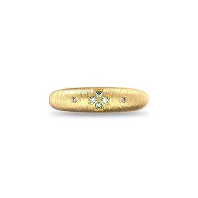 'Lucky Clover' Green Diamond Dome Ring