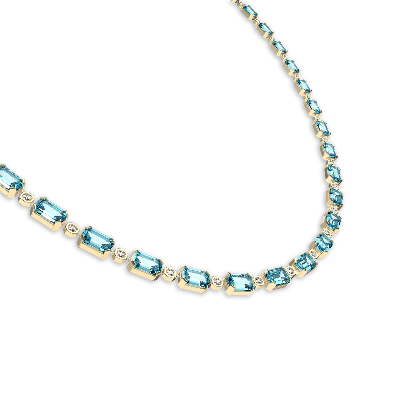 Halskette „Coastal Oasis“ mit mehreren Edelsteinen und Diamanten 