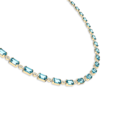 Halskette „Coastal Oasis“ mit mehreren Edelsteinen und Diamanten 
