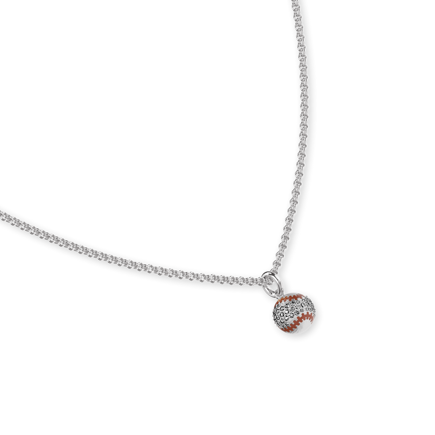 Collar de bola "The Baseball", pavé de diamantes blancos