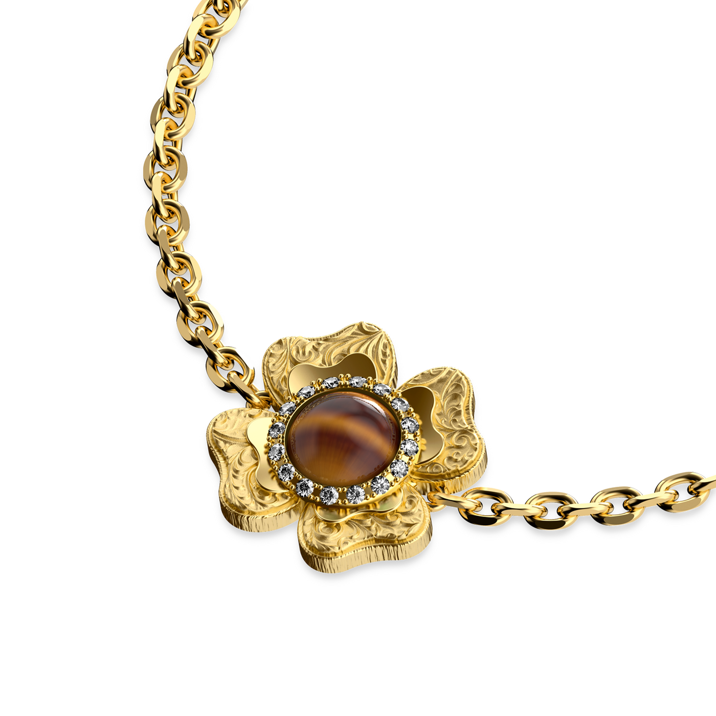 Pulsera 'The Spiritual' de trébol, halo de diamante blanco