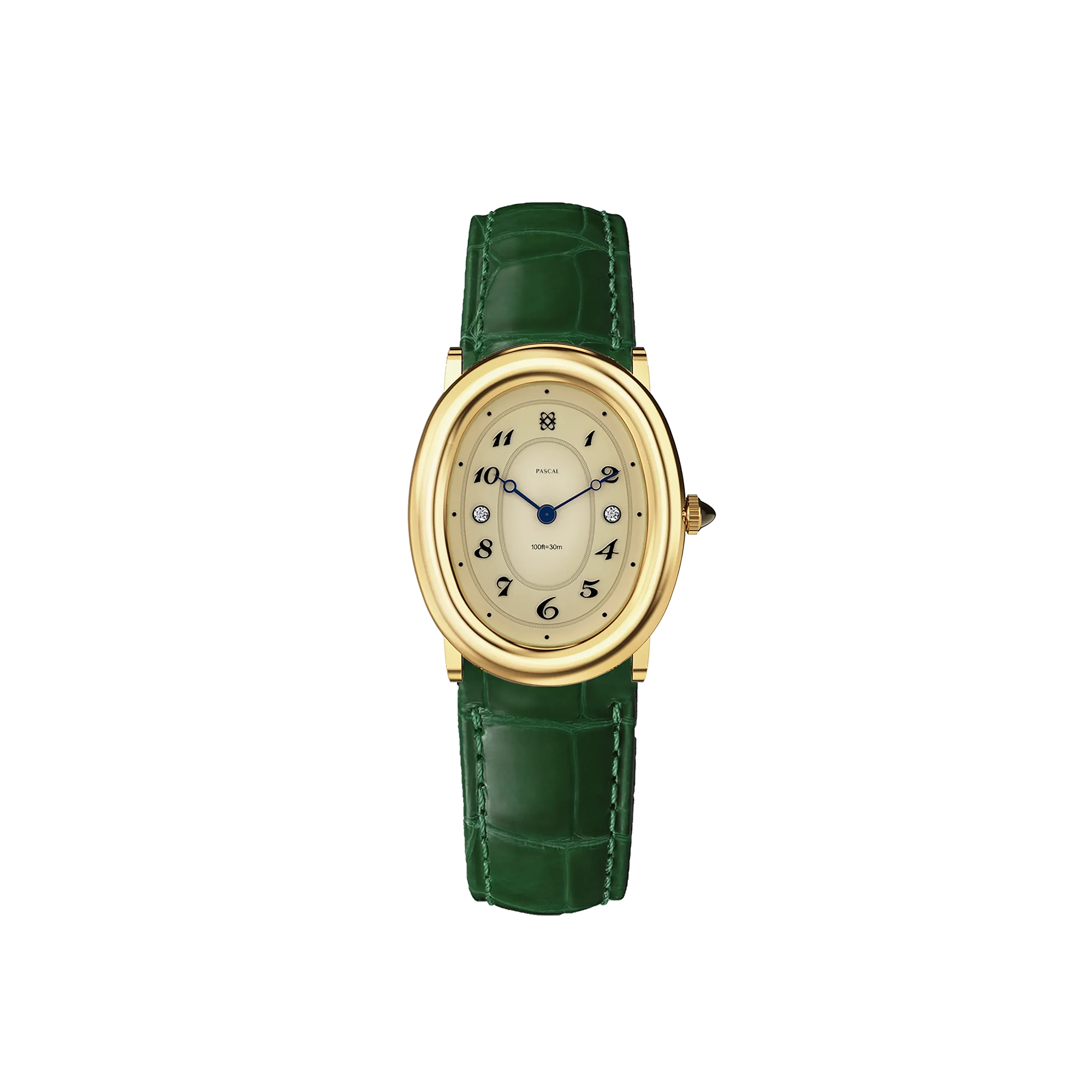 Oval Bubble Diamond Watch (24mm x 30mm) in Lush Green - PASCAL