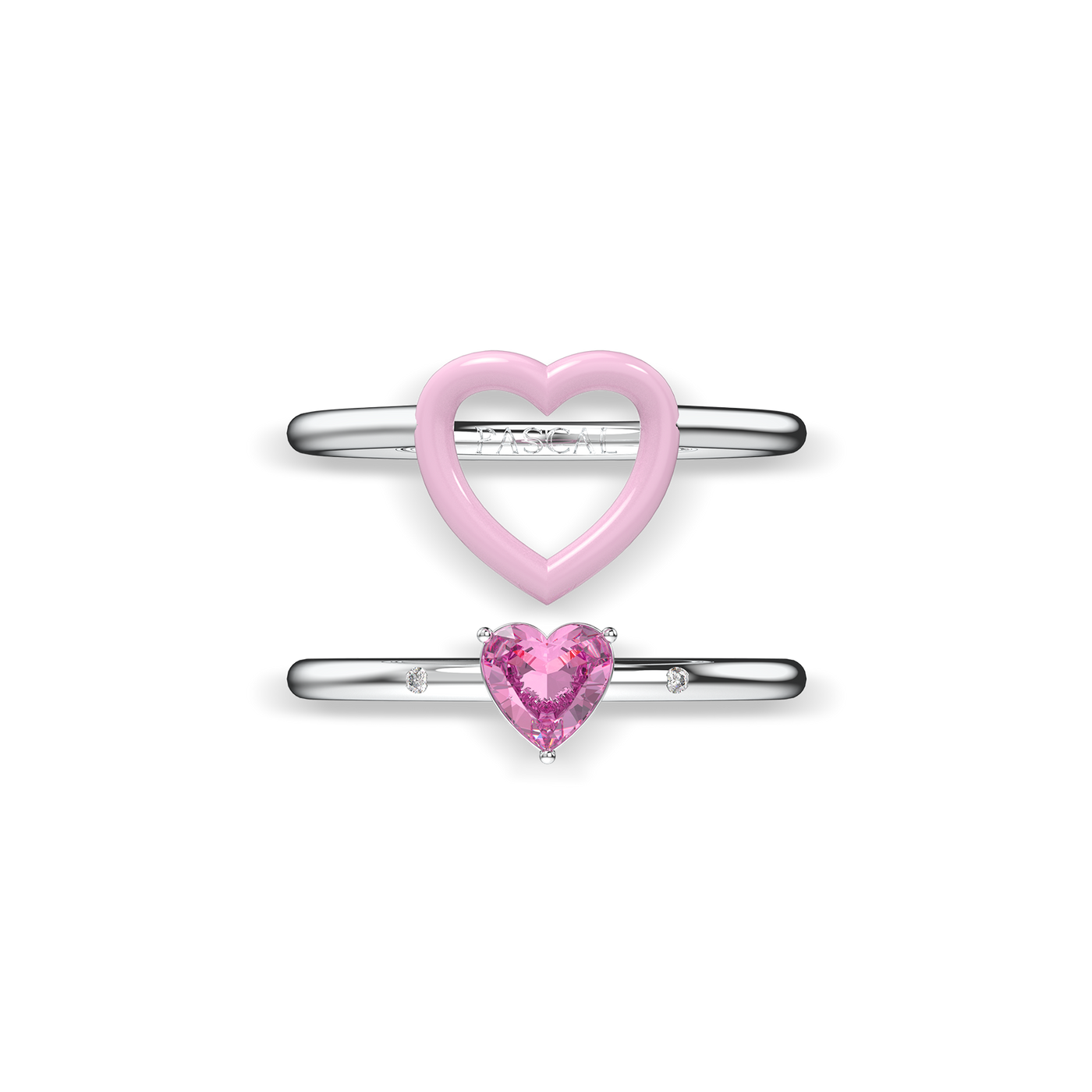 Conjunto de anillo de promesa de esmalte de corazón
