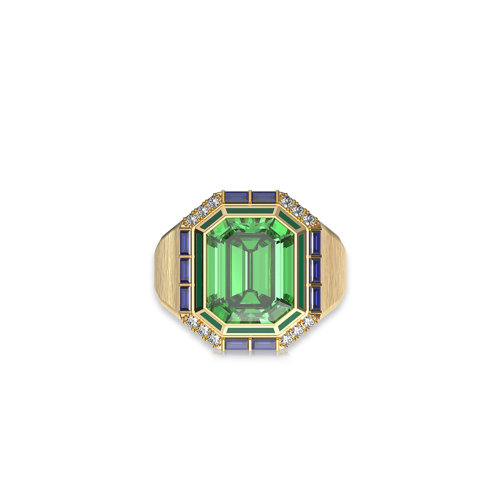 Lavish Gemstone Diamond Cocktail Ring - PASCAL#color_verdant