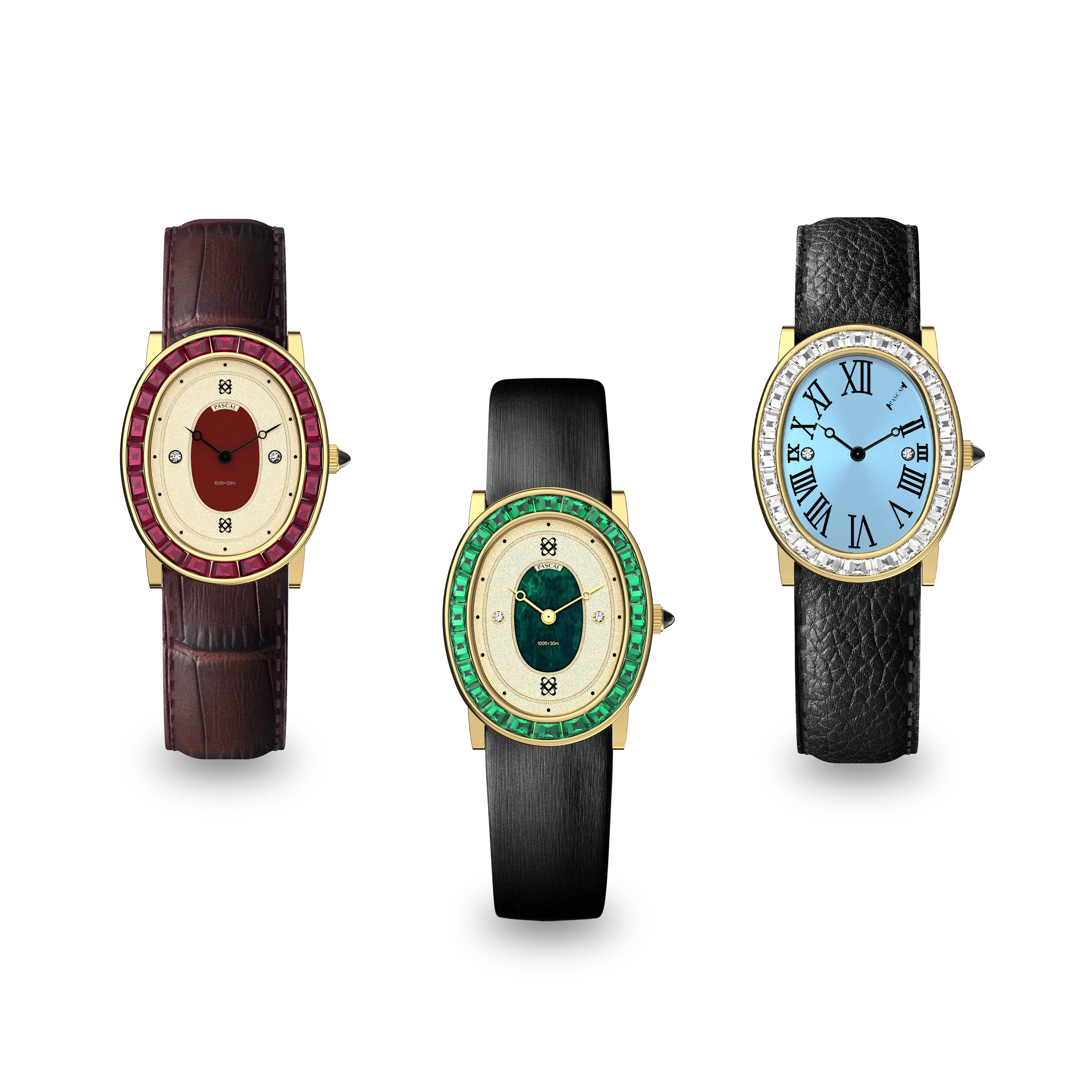 Reloj Ovalado Halo con Diamantes (24mm x 30mm) PASCAL