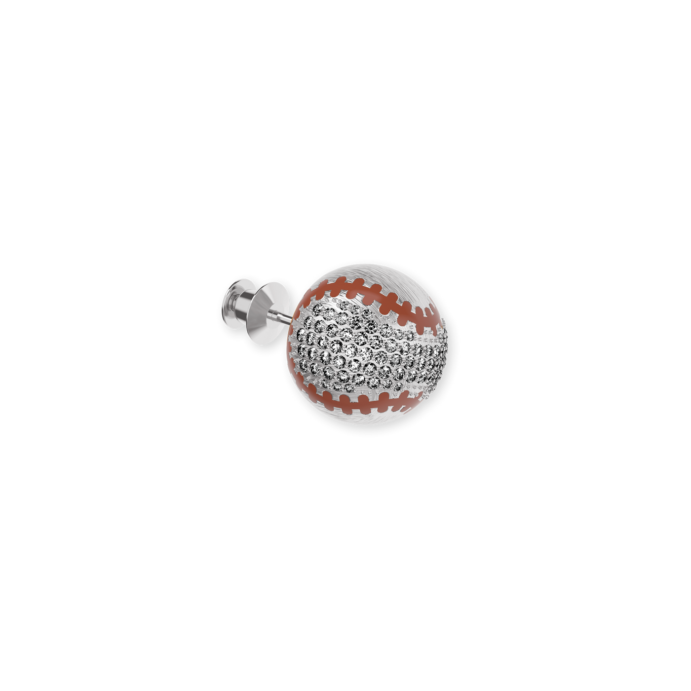 Broche balle 'The Baseball', pavé de diamants blancs