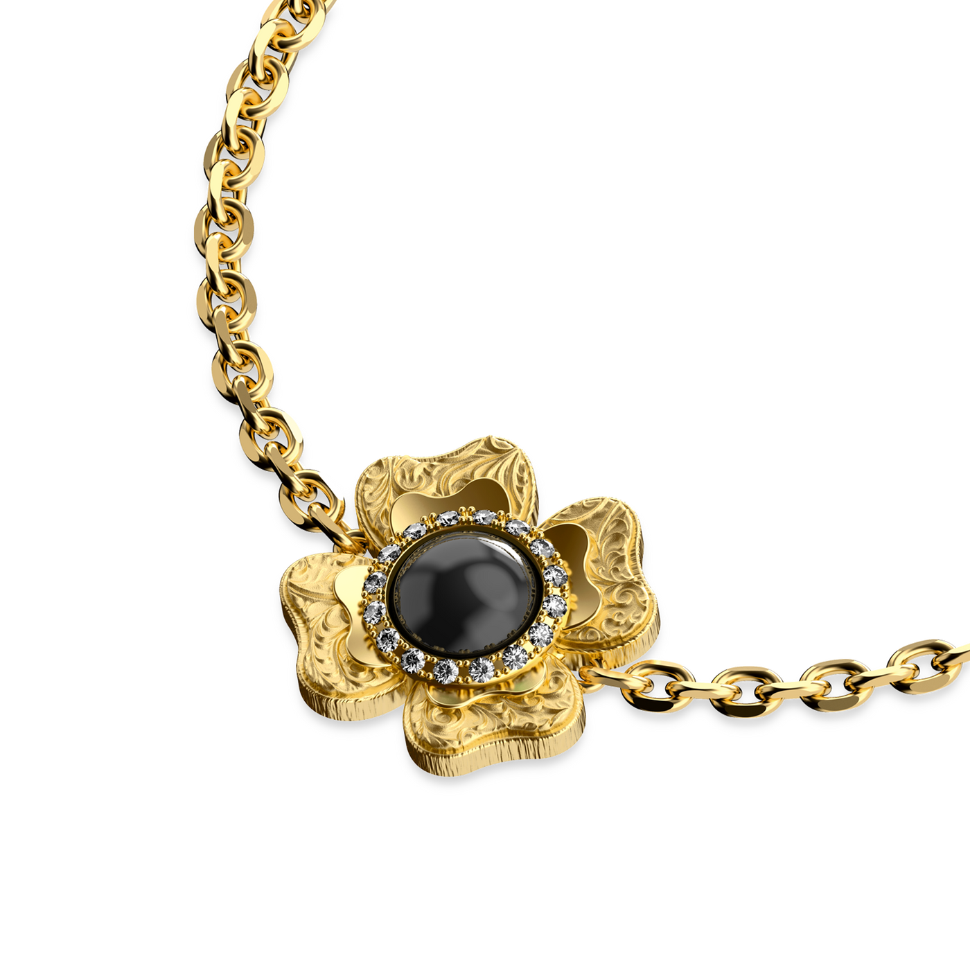 Pulsera 'The Spiritual' de trébol, halo de diamante blanco