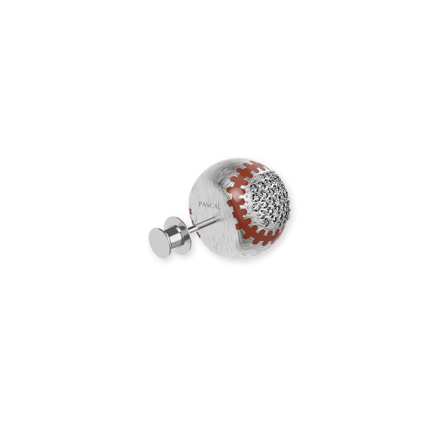 Broche balle 'The Baseball', pavé de diamants blancs