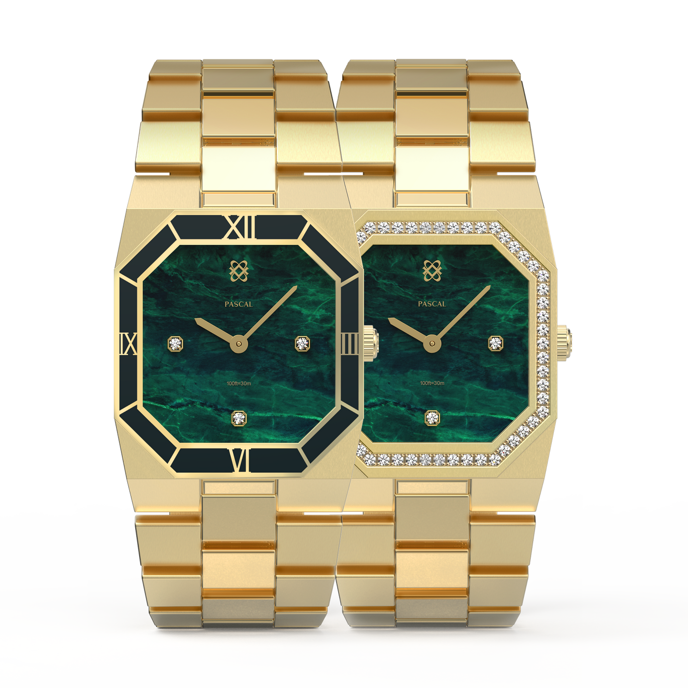 Octagonal Diamond Couple Watches