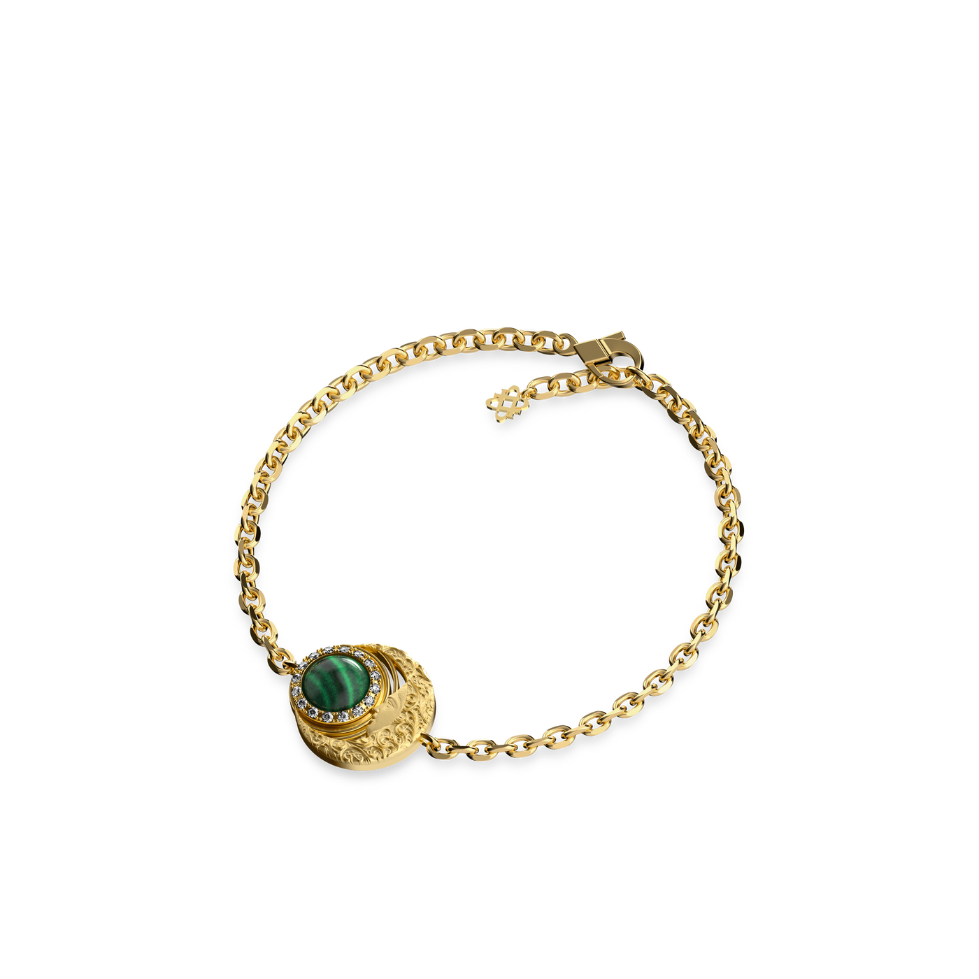 'The Spiritual' Moon Bracelet, White Diamond Halo