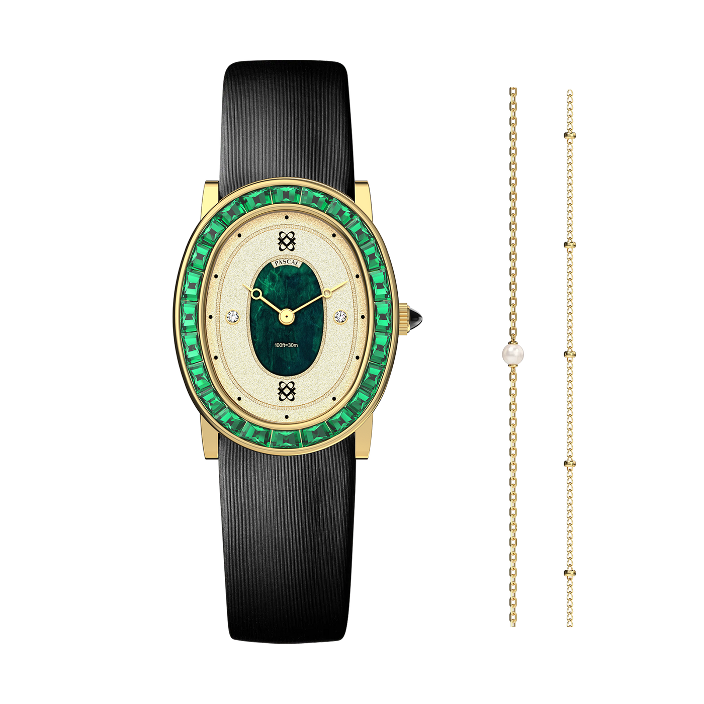 Oval Halo Diamond Watch and Bracelet Gift Set