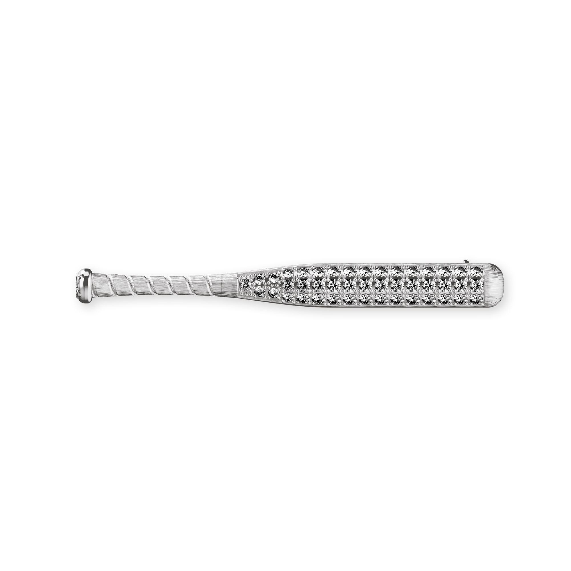 The Baseball Bat Brooch, White Diamond Pavé - PASCAL#color_18k-white-gold-vermeil-white-diamond
