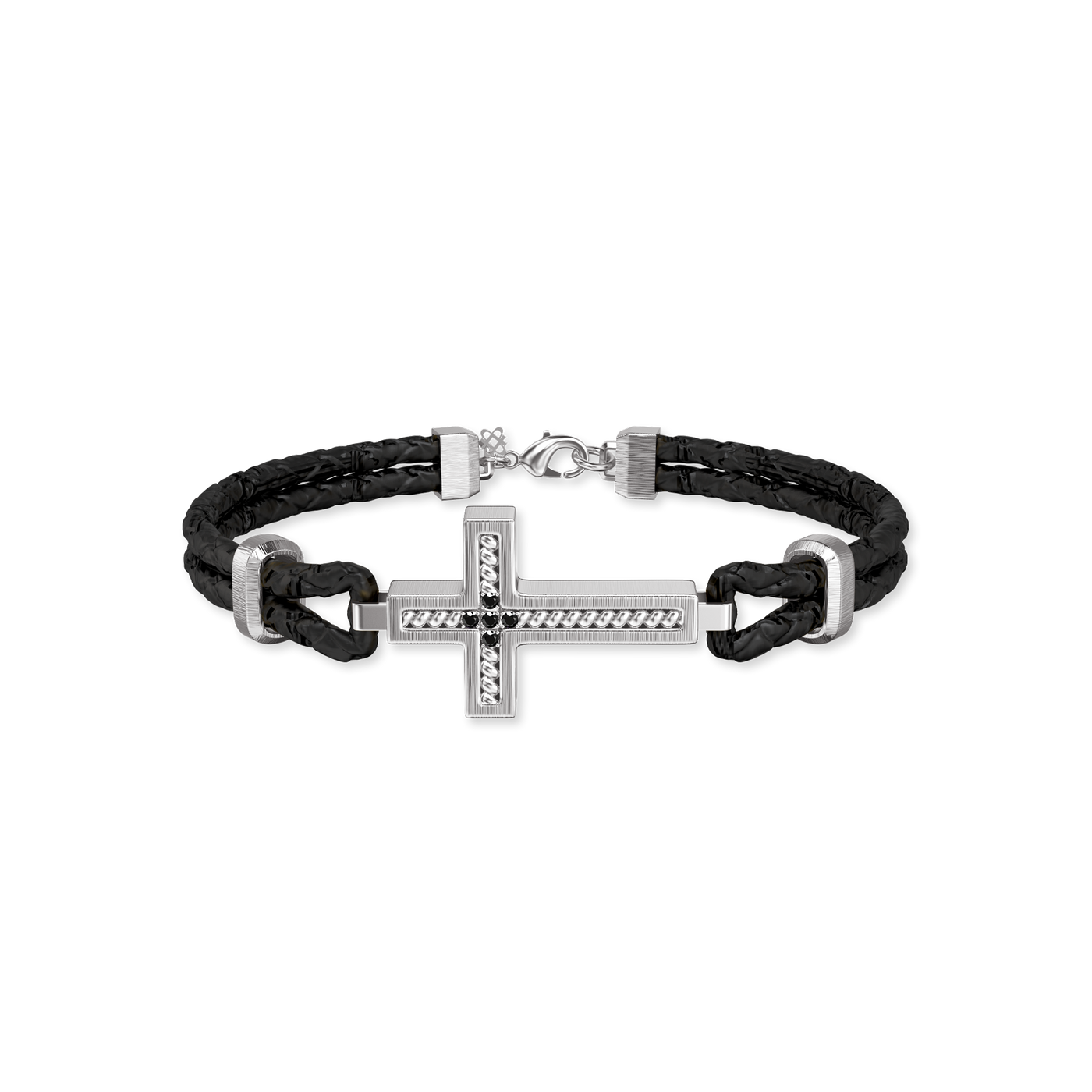 Bracciale a cavo incrociato, diamante nero