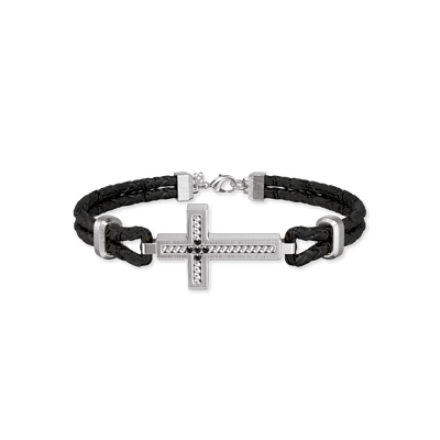 Bracciale a cavo incrociato, diamante nero