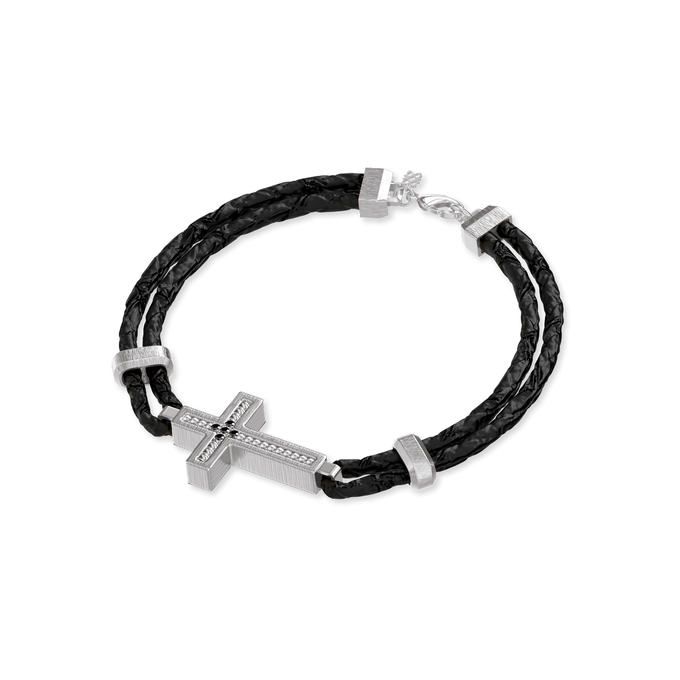 Bracciale a cavo incrociato, diamante nero
