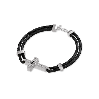 Bracciale a cavo incrociato, diamante nero