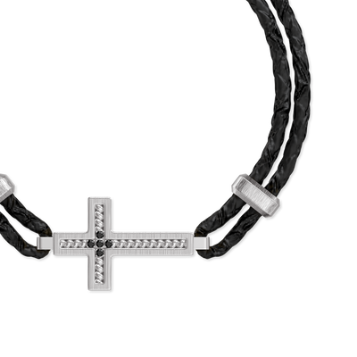 Bracciale a cavo incrociato, diamante nero