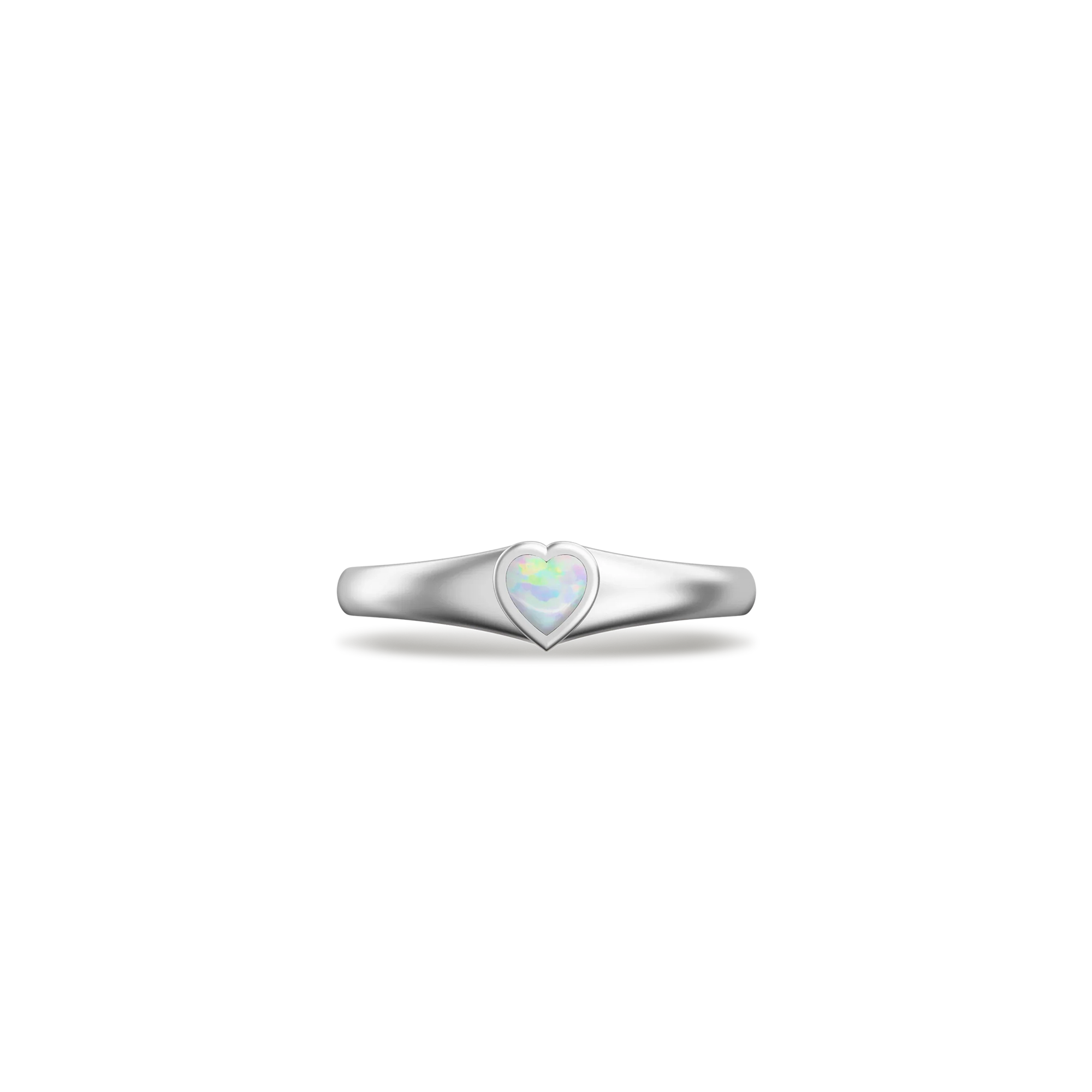 White gold opal heart promise signet ring shimmering gemstone#color_18k-white-gold-vermeil-artificial-opal