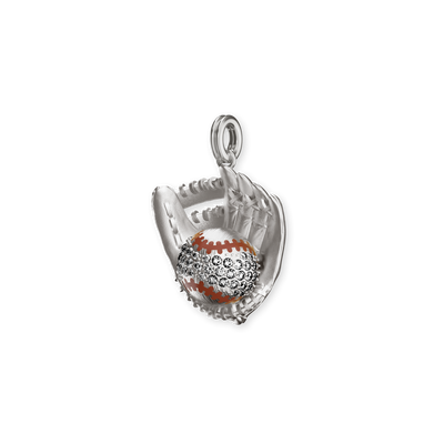 Pendente "The Baseball" Bola e Luva, Diamante Branco