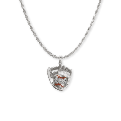 Pendente "The Baseball" Bola e Luva, Diamante Branco