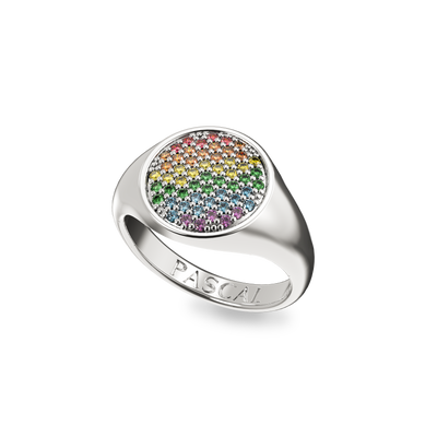 'Pride' Disc Gemstone Pinky Ring