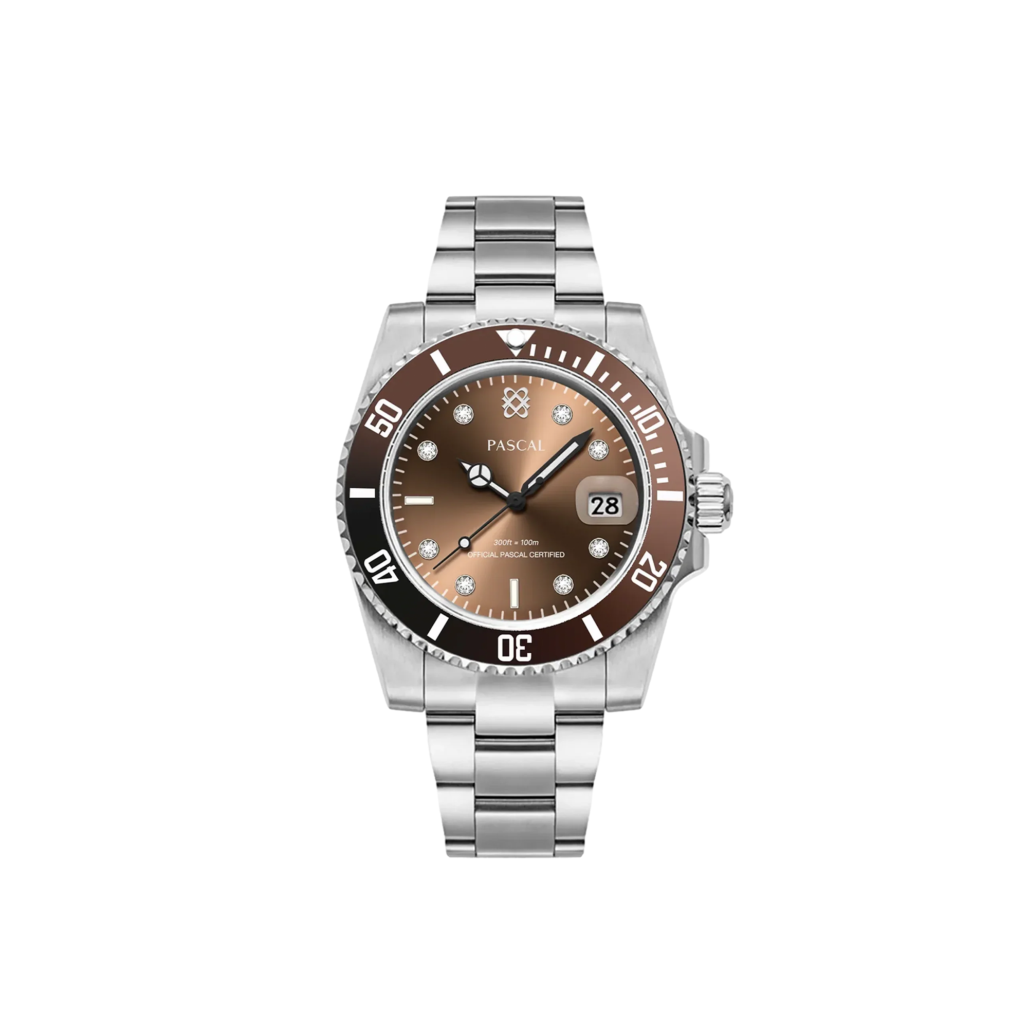 Royal Luxe Diamond Watch in Silver / Chocolate Velvet - PASCAL