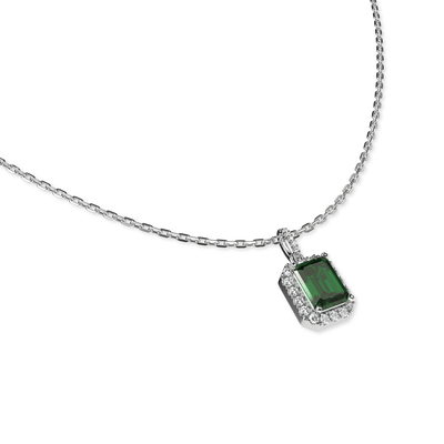 Classic Halo Esmeralda Gemstone Diamond Colgantes