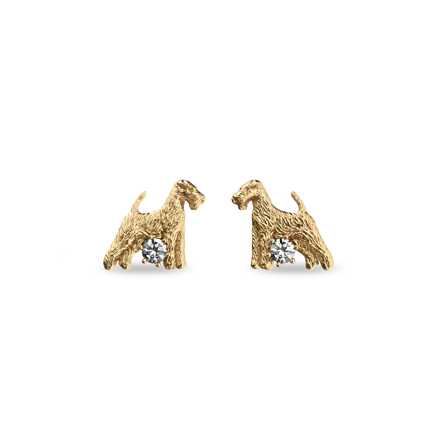 'Airedale Terrier' Diamond Earrings