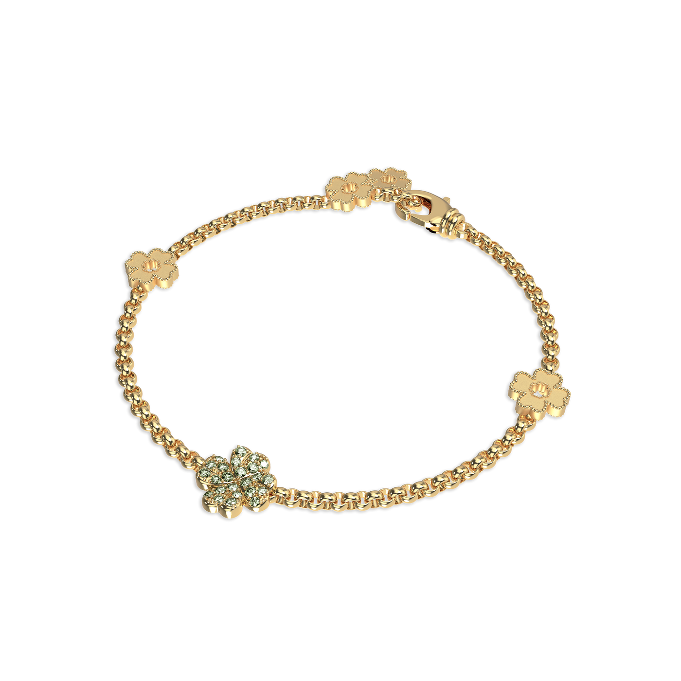 'Lucky Clover' Fancy Diamond Bracelet, 5 motifs