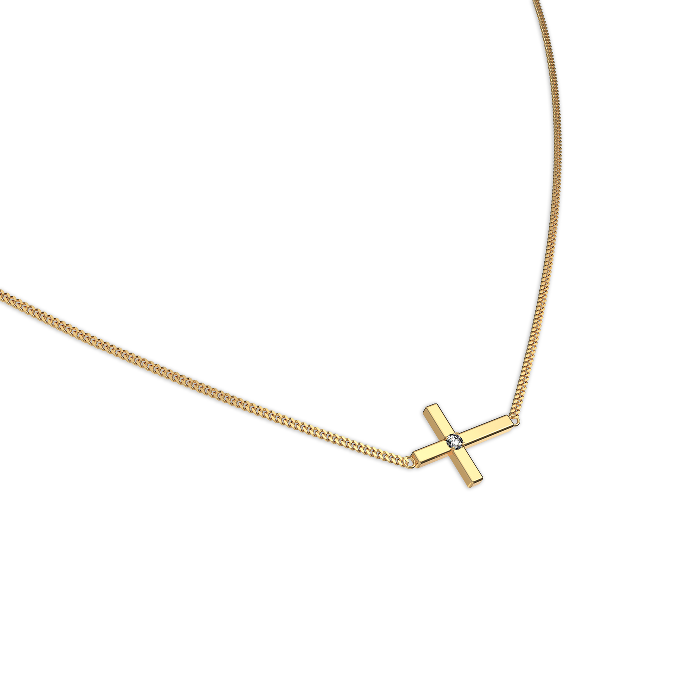 Sideway Diamond Cross Necklace