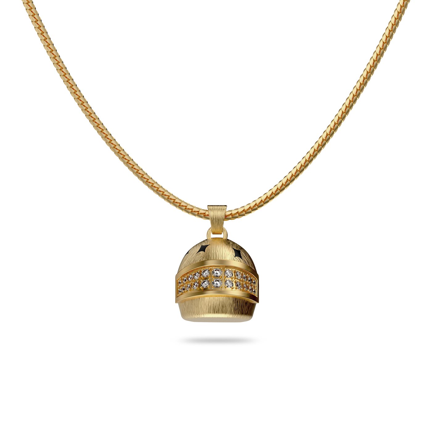 The Speed Helmet Pendant, White Diamond Pavé - PASCAL#color_18k-yellow-gold-vermeil-white-diamond
