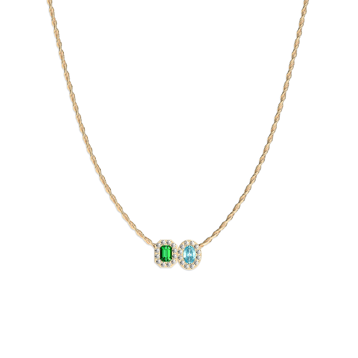 Coastal Oasis Double Gemstone Diamond Necklace