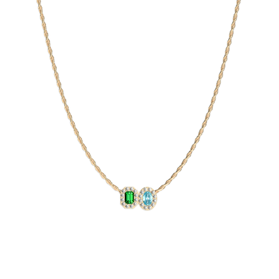 Halskette „Coastal Oasis“ mit zwei Edelsteinen und Diamanten 