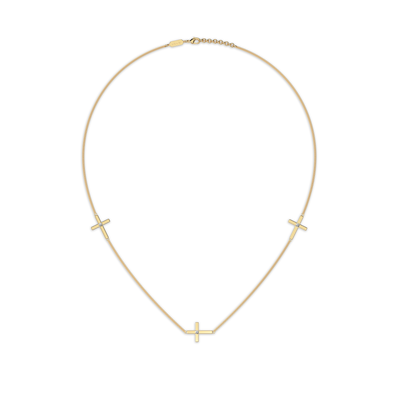Halskette mit drei seitlichen Diamantkreuzen 