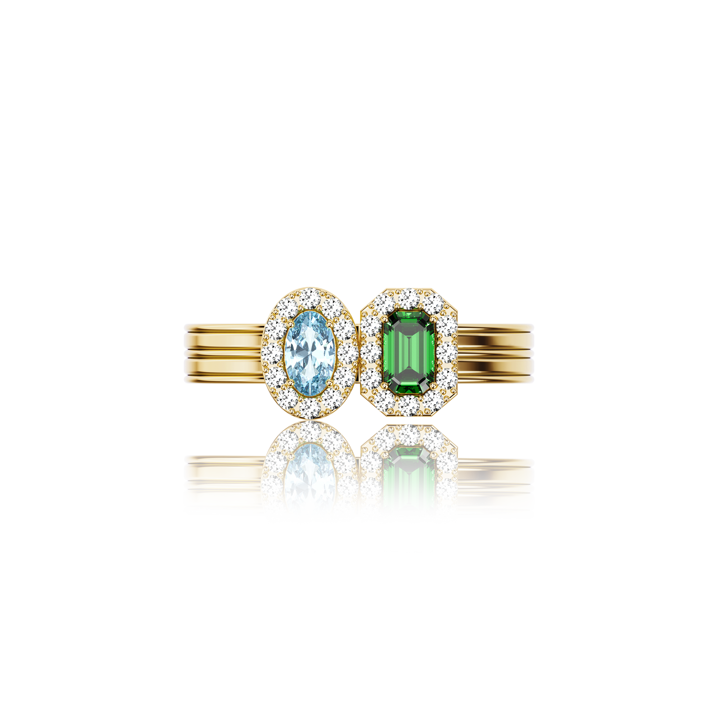 'Coastal Oasis' Double Gemstone Diamond Ring